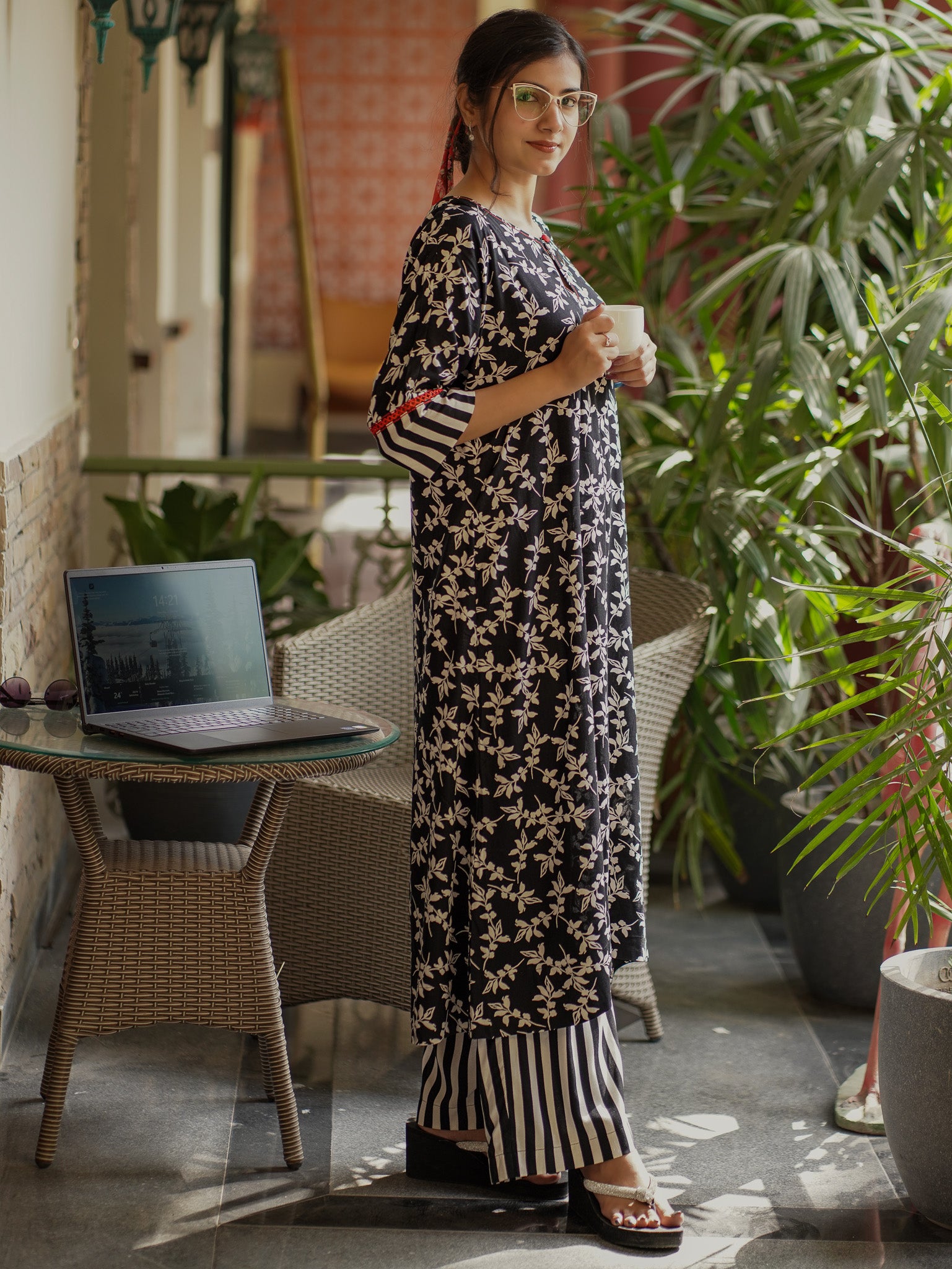 Ink Bloom Contemporary Kurta Set